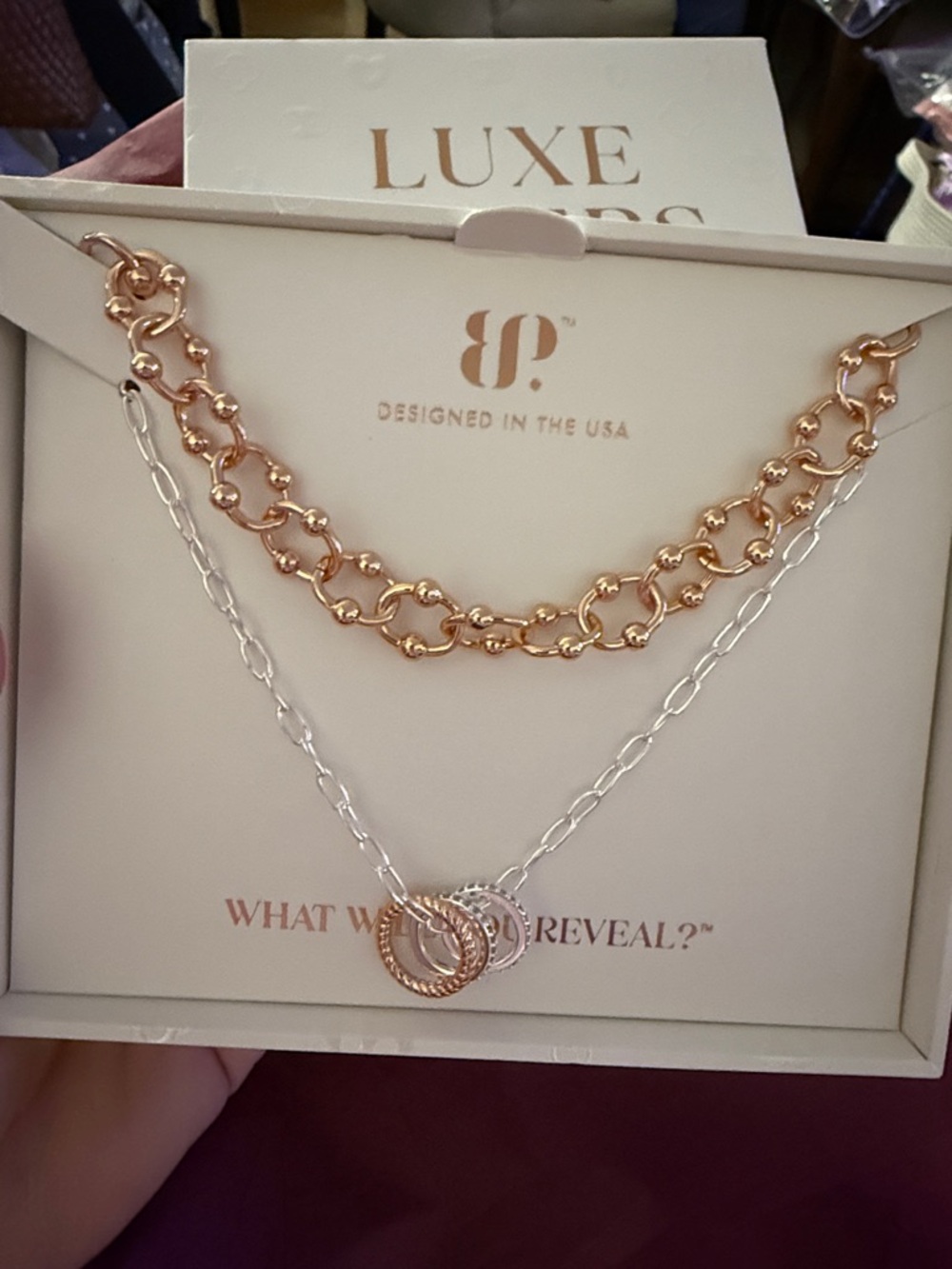 Luxe Layers By BP Two-Tone Layered Necklace - Rose Gold & Silver - Picture 2 of 3